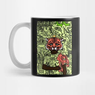 Switzerland - Green-Eyed Male Character with Animal Mask and Doodle Accent Mug